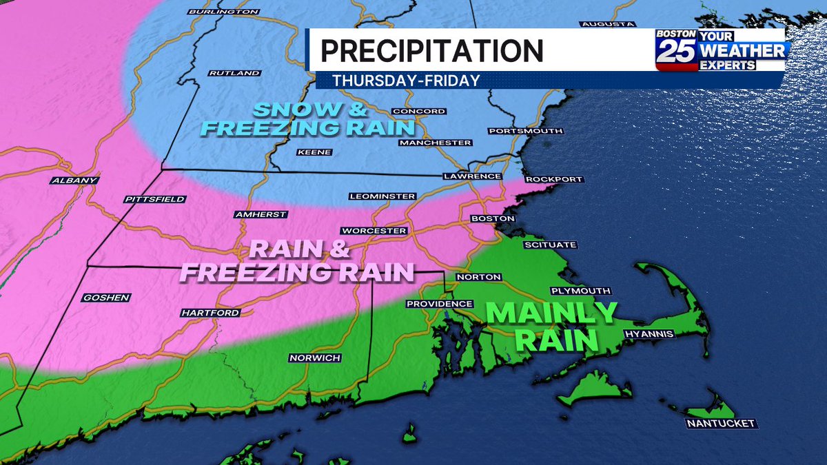 ShiriSpear's tweet image. The next Weather Alert will be Thu-Fri for icy conditions overnight into the Friday morning commute. @boston25 #mawx #nhwx #newengland