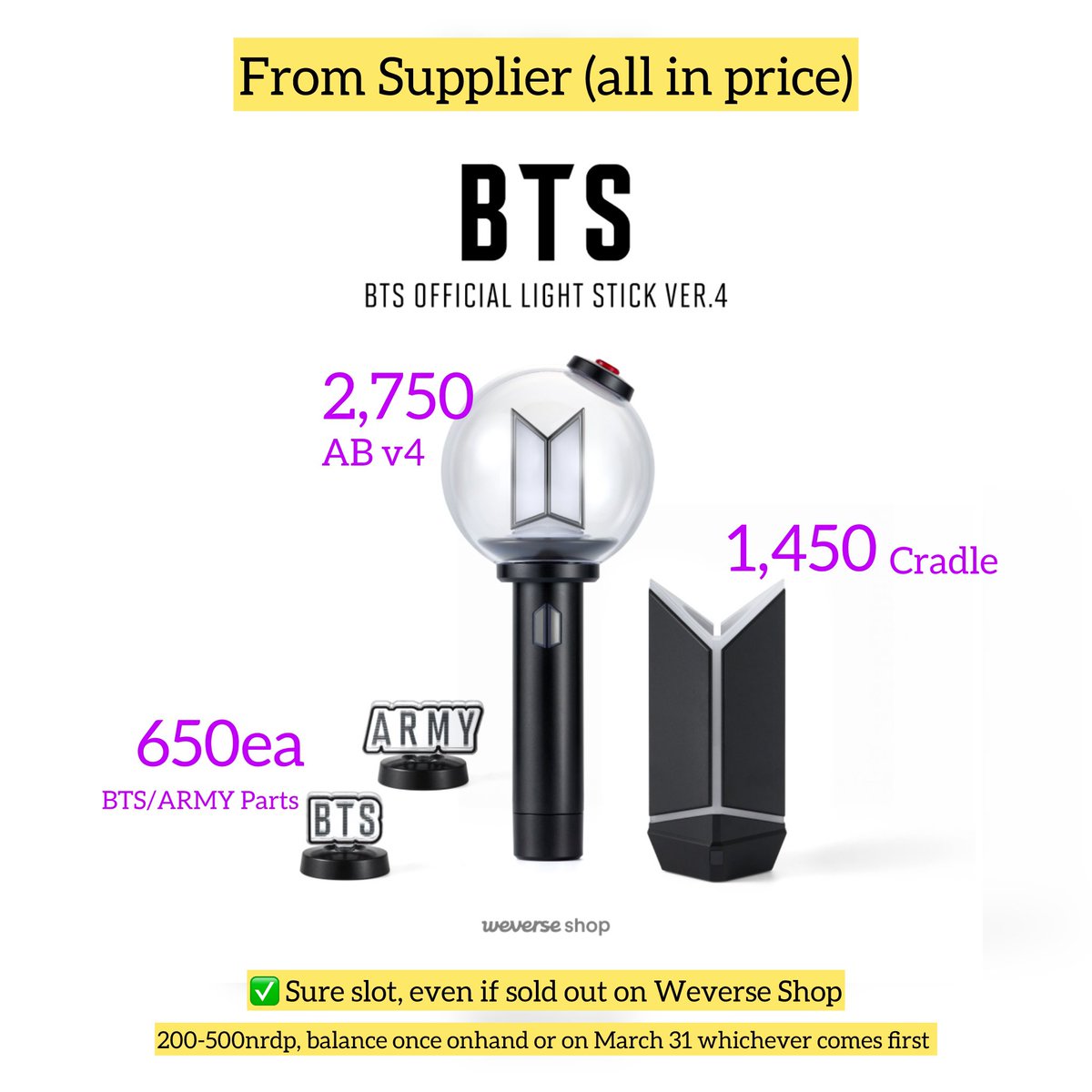 NoePasabuys's tweet photo. WTS LFB PH GO

💜 ARMY BOMB VER 4 (BATCH 3)

AUGUST ETA

1k nrdp, APRIL 15 balance

Order form: https://t.co/bABGcpGX64

limited slots only https://t.co/6Qfzx4mywo