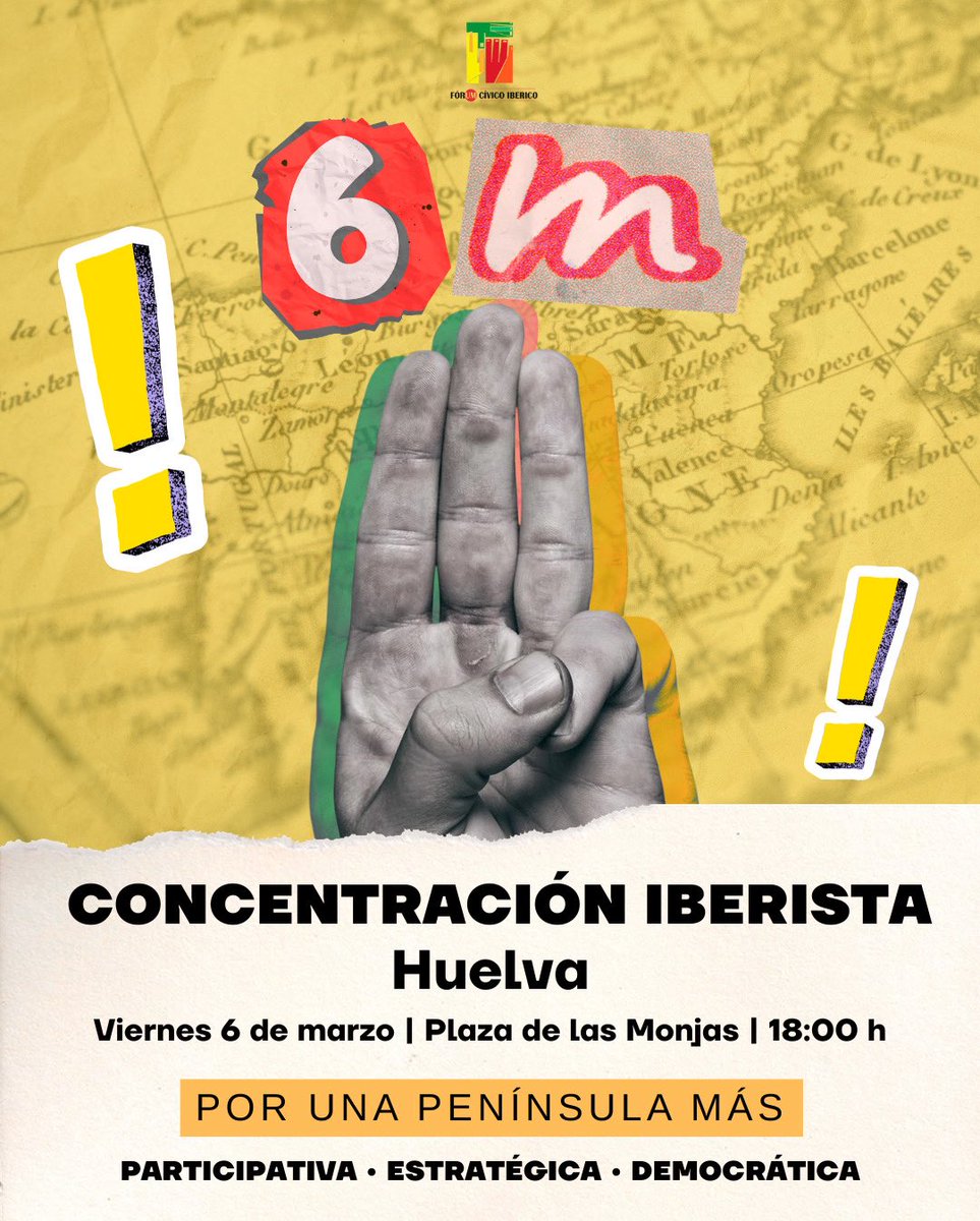 Iberismo's tweet photo. ¡Tú verás!

Mientras @sanchezcastejon y @LMontenegro_PT se reúnen en la #CumbreIbérica, la sociedad civil también habla.

📍 Huelva | Plaza de Las Monjas | 18:00h
📜 Lectura de manifiesto

Desde La Rábida al futuro de Iberia.

💬 Las minorías del presente, son las mayorías del futuro.

¿La relación España-Portugal debe decidirse solo en despachos?

#Huelva #Iberismo #EspañaPortugal