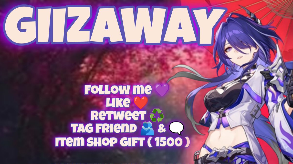 💜 GIVEAWAY ALERT 💜 

Gift of choice ( 1500 vbucks )
GIVEAWAY with 1 WINNERS! ✨💥
☑️ How to enter:
💜 Follow me  
❤️ Like &amp; ♻️ Rt this post 
🫂 Tags friends &amp; Comment 

📢 Use code GIIZMOX in the shop 🐐
(Not required for the Giveaway but recommended to support future