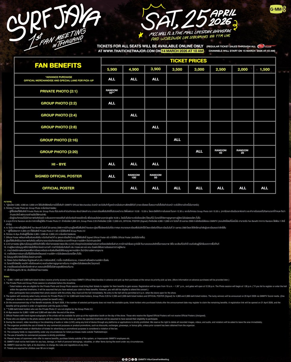 Surf Java Seating Plan โซฮอต! “เซิร์ฟ-จาว่า” ชวนแฟนๆ ร่วมสร้างความทรงจำ ในงาน “SURF JAVA 1st ...