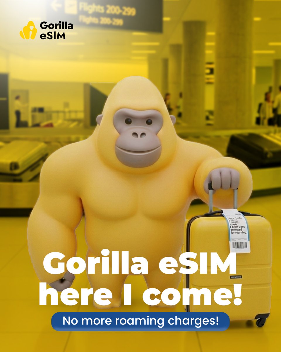 GorillaESIM's tweet image. With Gorilla eSIM you won't have added roaming charges. The app is user friendly and has over 160+ countries for all your travel needs. In addition, there are various of different gigabytes depending on your usage.
#gorillaesim #travelessential #roamingfree #adventureawaits