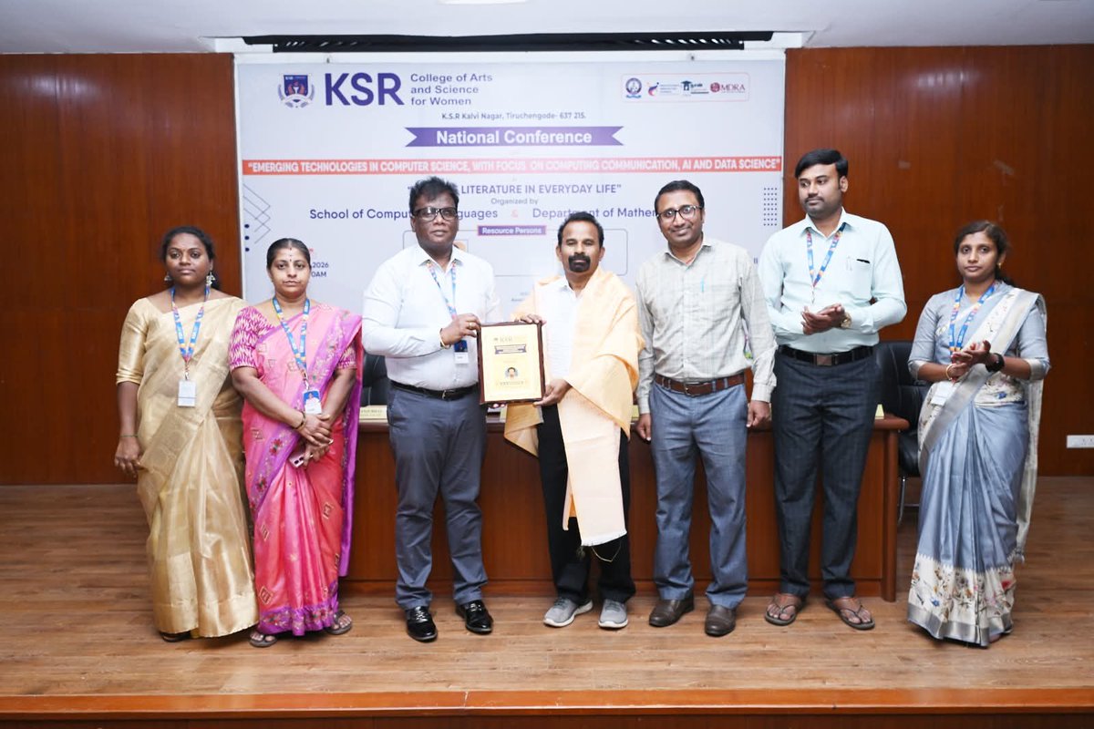 KSRCASWOMEN's tweet photo. School of Computing, School of Languages and Department of Mathematics organized the National Conference on "Emerging Technologies in Computer Science, with Focus on Computing Communication, AI and Data Science &amp; Role of Literature in Everyday Life"on 04.03.2026. https://t.co/GtCZ32qKah