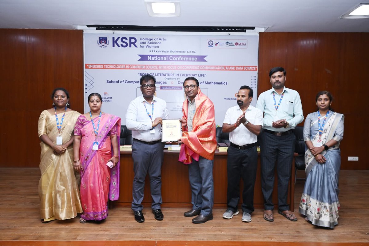 KSRCASWOMEN's tweet photo. School of Computing, School of Languages and Department of Mathematics organized the National Conference on "Emerging Technologies in Computer Science, with Focus on Computing Communication, AI and Data Science &amp; Role of Literature in Everyday Life"on 04.03.2026. https://t.co/GtCZ32qKah
