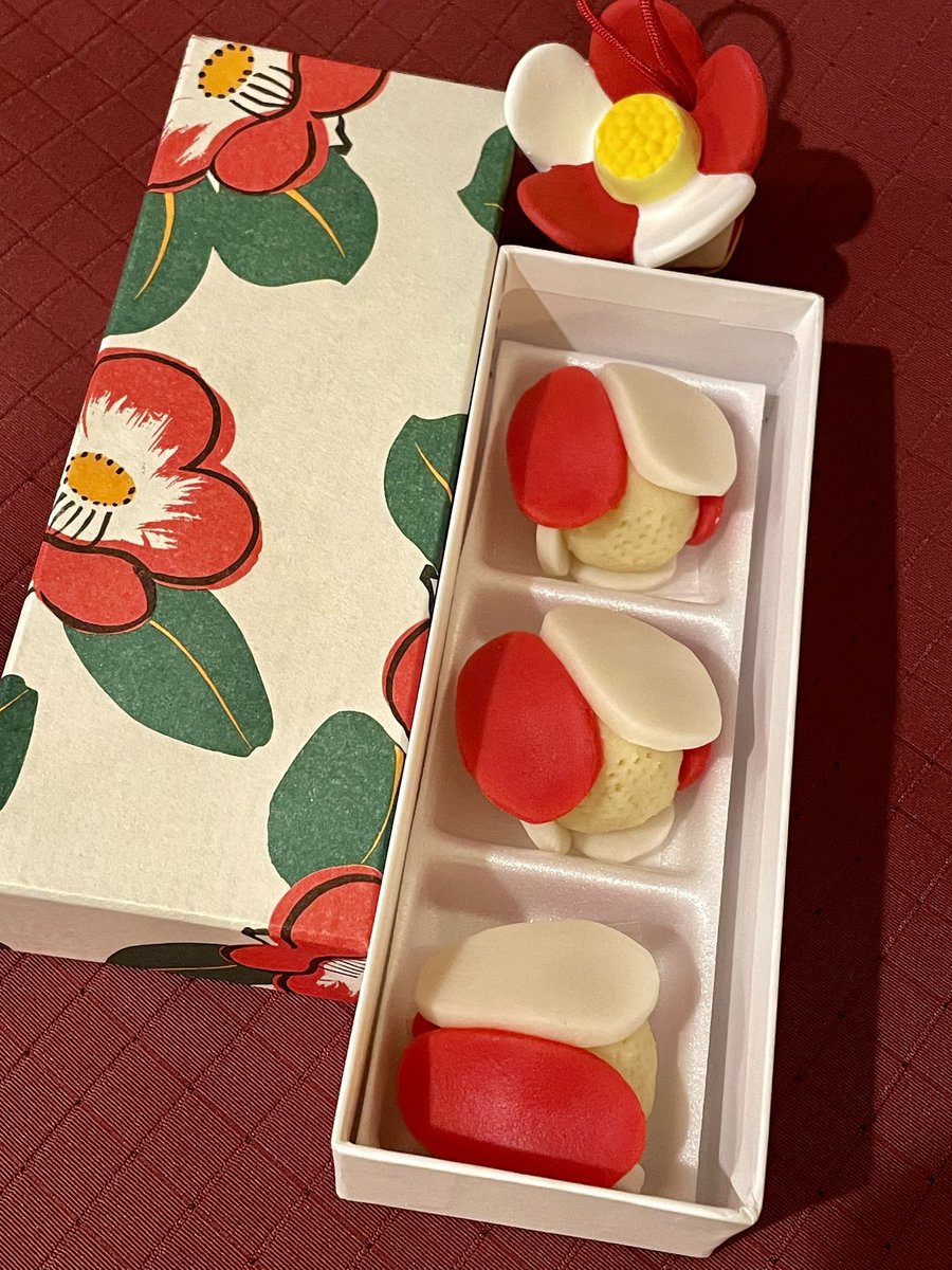 萬々堂通則さんで『糊こぼし』を買ってきました
糊こぼしは東大寺二月堂修二会で須弥壇の四隅を飾る椿の造花を形どった生菓子で、修二会の前後の期間しか販売されません
先月お取り寄せしましたが、奈良に来て修二会を聴聞してからいただく糊こぼしは格別です
なんて幸せ✨✨