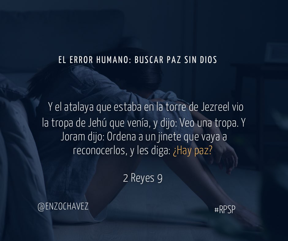 2 Rey 9
Atalaya dijo: “Veo una tropa”. El rey preguntó: “¿Hay paz?”. Muchas veces queremos paz sin examinar lo que realmente ocurre. La paz no nace de ignorar la realidad, sino de enfrentarla con Dios. Vigila tu vida, discierne los tiempos y busca la paz que viene de Dios 
#rpsp