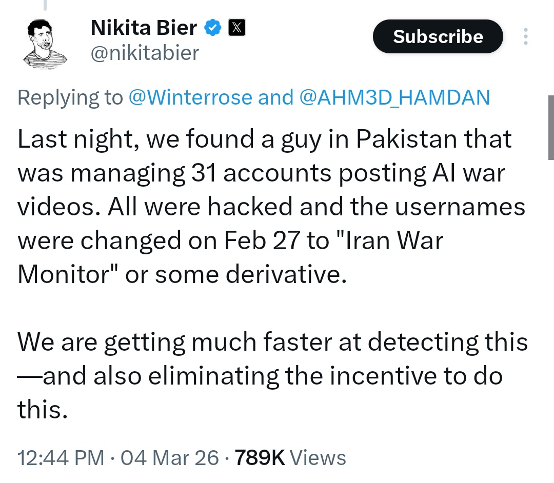 यही होता है अपना सोशल मीडिया प्लेटफॉर्म होने का फायदा!!

ऑपरेशन सिंदूर के समय यही पाकिस्तानी अकाउंट भारत के खिलाफ और पाकिस्तान के पक्ष में धड़ल्ले से प्रोपेगंडा वीडियो शेयर कर रहे थे। उस दौरान X को इस पर कोई खास आपत्ति नहीं थी।

अब जब अमेरिका खुद युद्ध में है और ट्रंप की नीतियों