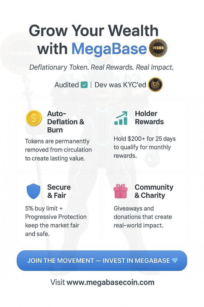 crypto_Fila's tweet photo. @ZexoCapital $MGBS is missed!
Next time donโt Snooze on $MGBE @MegaBaseCoin
The market moves in cycles. Builders move with discipline.
$MGBS is quietly stacking momentum on Base Network, steady growth, strong community, long term vision.
#MegaBase #MGBS #BaseNetwork #x1000 ๐ https://t.co/3BhJtRo2OT