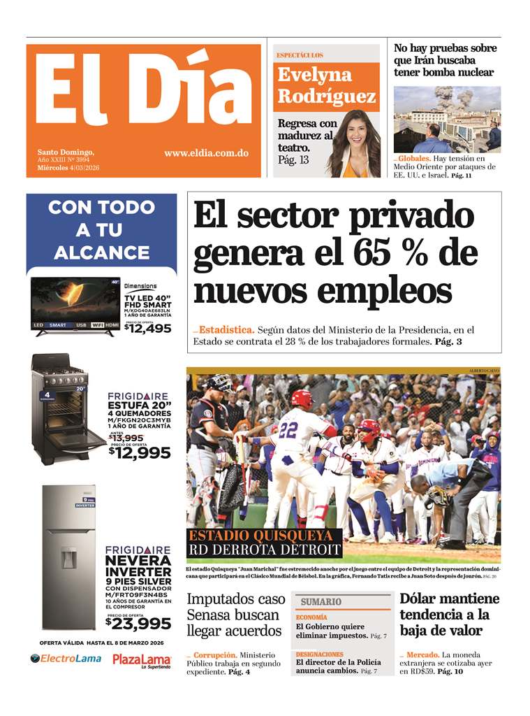 ElDia_do's tweet photo. #Portada | Edición impresa 4 de marzo de 2026

https://t.co/qgTOUEccTu

#eldia #periódicoeldia #ediciónimpresa https://t.co/nkfYNJY9yE