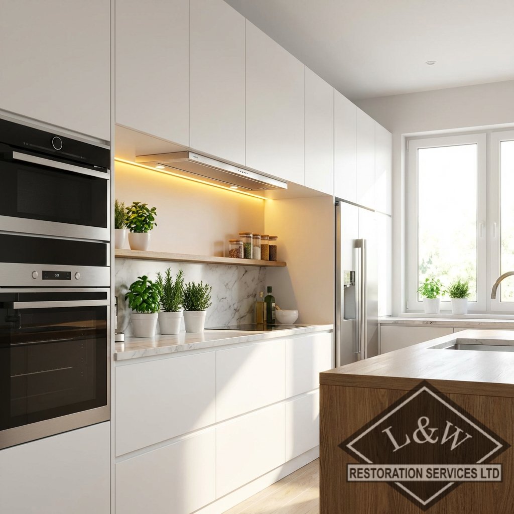 l_wrestoration's tweet image. Your home deserves a fresh start! Our professional under cabinet range hood installation service helps you say goodbye to lingering cooking odors. We provide expert installation for a clean, modern look. #LWRestoration #FreshAir #EfficientCooking #KitchenUpgrade