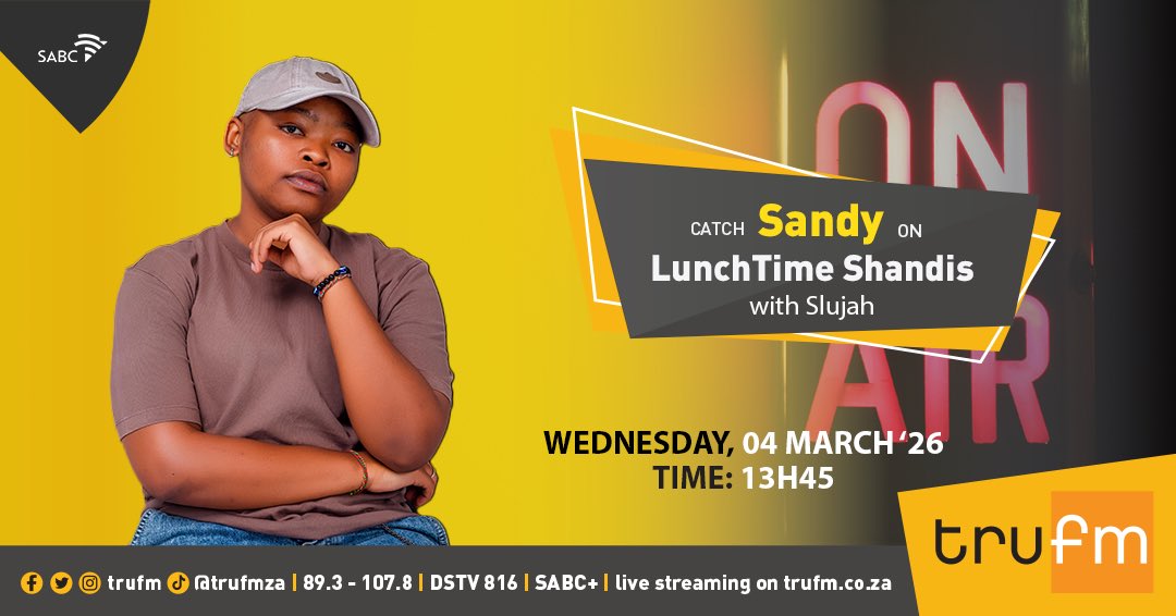 trufm's tweet image. #Representer

KwaZulu-Natal stand up. Sandy brings us her heartfelt new single, “Ngiyazifela."

#LunchTimeShandis