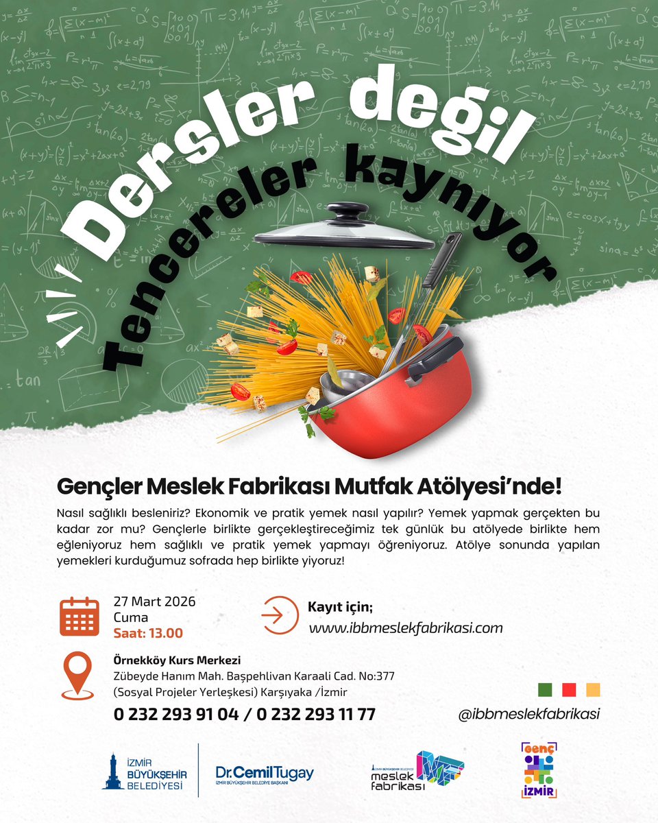 meslekfabrikasi's tweet photo. 📅 27 Mart 2026 Cuma
⏰ 13.00
📍 Örnekköy Kurs Merkezi – Karşıyaka / İzmir

🔗 Kayıt için: https://t.co/n4hHncPhVg
📞 0 232 293 91 04 / 0 232 293 11 77

Kontenjan sınırlıdır! https://t.co/KAGzpYL77i