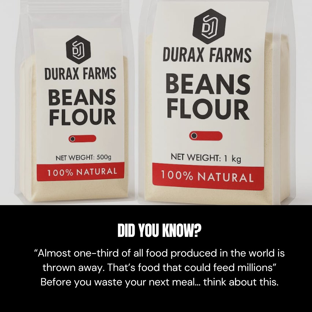 DuraxFarms's tweet photo. What if we all chose smarter meals?
With DURAX Farms Beans Flour, you cook just what you need , no soaking, no long hours, no waste. Just 100% natural goodness.
Think before you waste. Eat better. Do better.
#DuraxFarms #ZeroWaste #EatSmart #FoodSustainability #MadeFromBeans https://t.co/2Om3m8WuUM