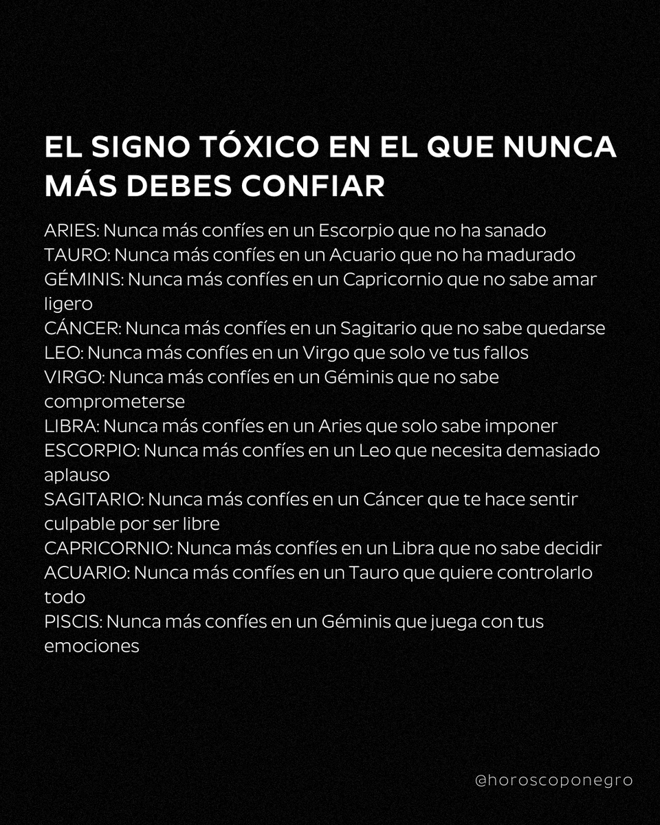 horoscoponegro's tweet photo. El signo tóxico en el que nunca jamás debes confiar 🙅 https://t.co/4uJsOT7dGj
