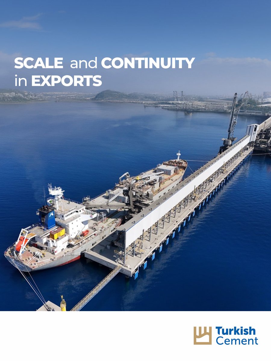 CementTurkish's tweet photo. Meeting international demand requires continuity as much as scale. The export capability of the Turkish cement sector reflects an integrated capacity across product consistency, shipment planning, and market responsiveness.

#CementExports #ExportCapacity #GlobalSupply https://t.co/04OsSdoSEy