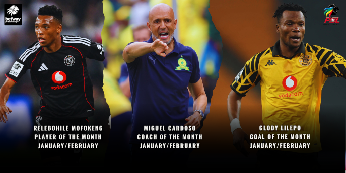Cardoso, Mofokeng, Lilepo winners of January – February Betway Premiership Monthly Award supersport.com/football/news/…