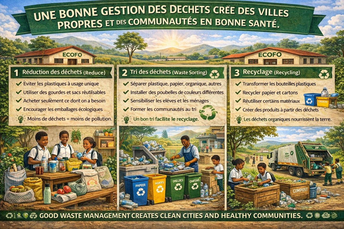 🏫 Et si chaque école apprenait aux élèves à gérer les déchets🚮correctement ? ♻️🌦️
🚯➖ de pollution
🏙️ Plus de villes propres
🥑Un meilleur avenir pour tous
♻️✍🏽L’éducation environnementale commence à l’école.
#ActForClimate🌍
#EcoSchool🏫
#GreenClimatHub🌳
#CleanEnvironment 🌦️
