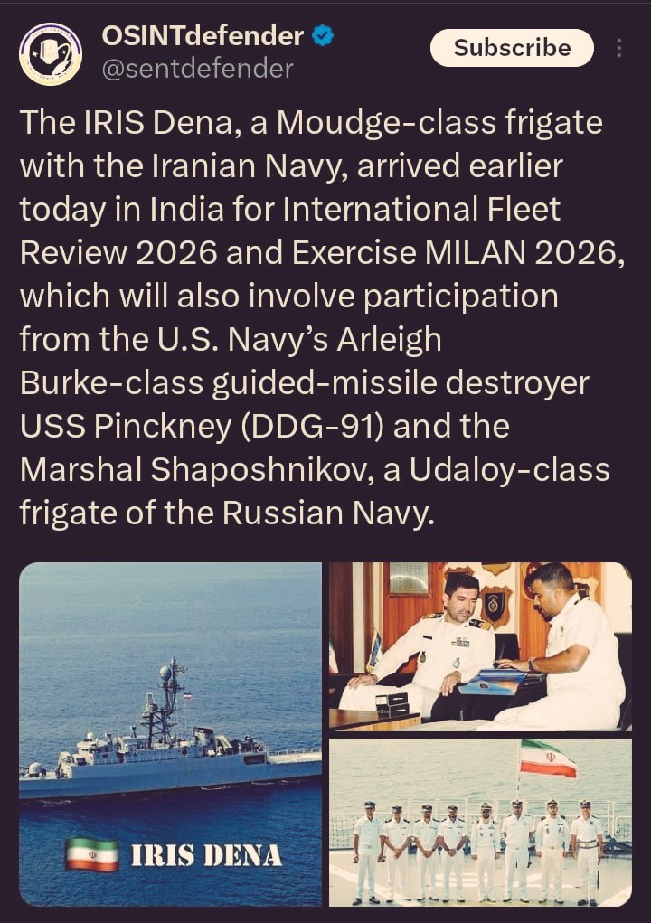 Another stab by India in the back of #Iran Today Iranian Navy IRIS Dena sailed o...
