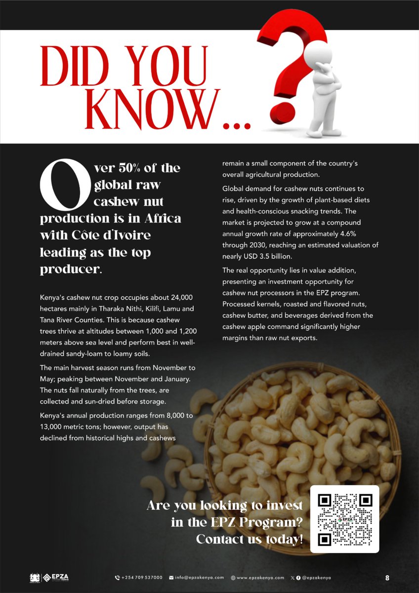 epzakenya's tweet photo. #Didyouknow #TheEPZprograminKenya #cashewnutsprocessing https://t.co/QNbgATkc2S