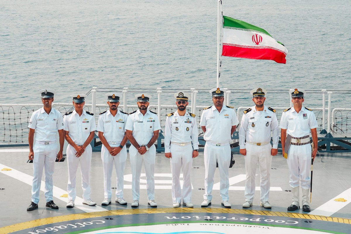 sidhant's tweet photo. Sailors of Iran Ship IRIS Dena that have sunken off the coast of Sri Lanka. These are picture of the Iran sailors interacting with Indian sailors last month during Indian Navy's fleet review. https://t.co/3f13hKXopi