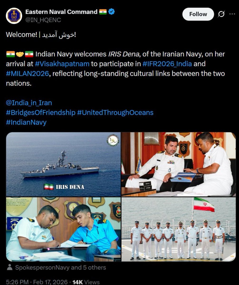 India invited this Iranian naval ship for an exercise. It departed after completing it, and was sunk by an American submarine near Sri Lanka, killing most. SL urgently rescued as many as it could.

(read the tweet carefully | no official reaction till now from India after