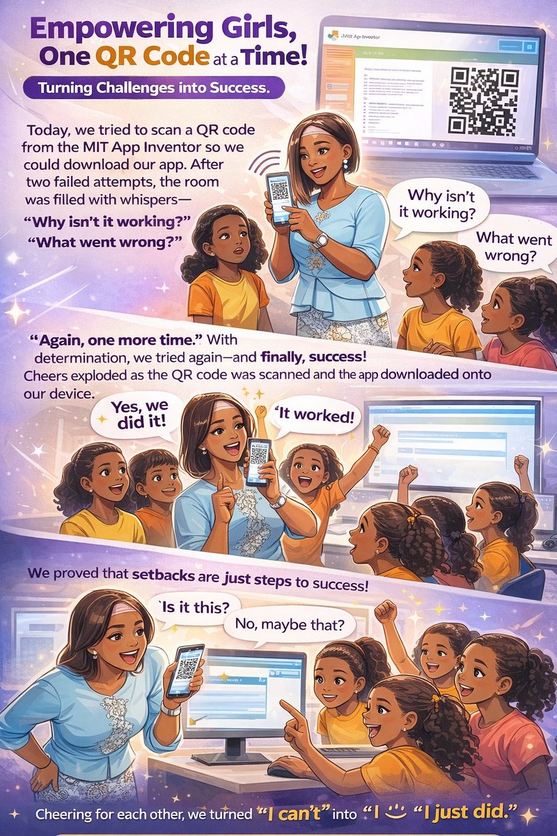 bb_teams's tweet photo. In this room, mistakes are not failures.

They are lessons.
They are growth.
They are courage in action.
Today, the girls are learning how to scan a QR code.
But more importantly —
They are learning not to give up.
And that is the real win. 🌍💜 https://t.co/lerNgb2LOu