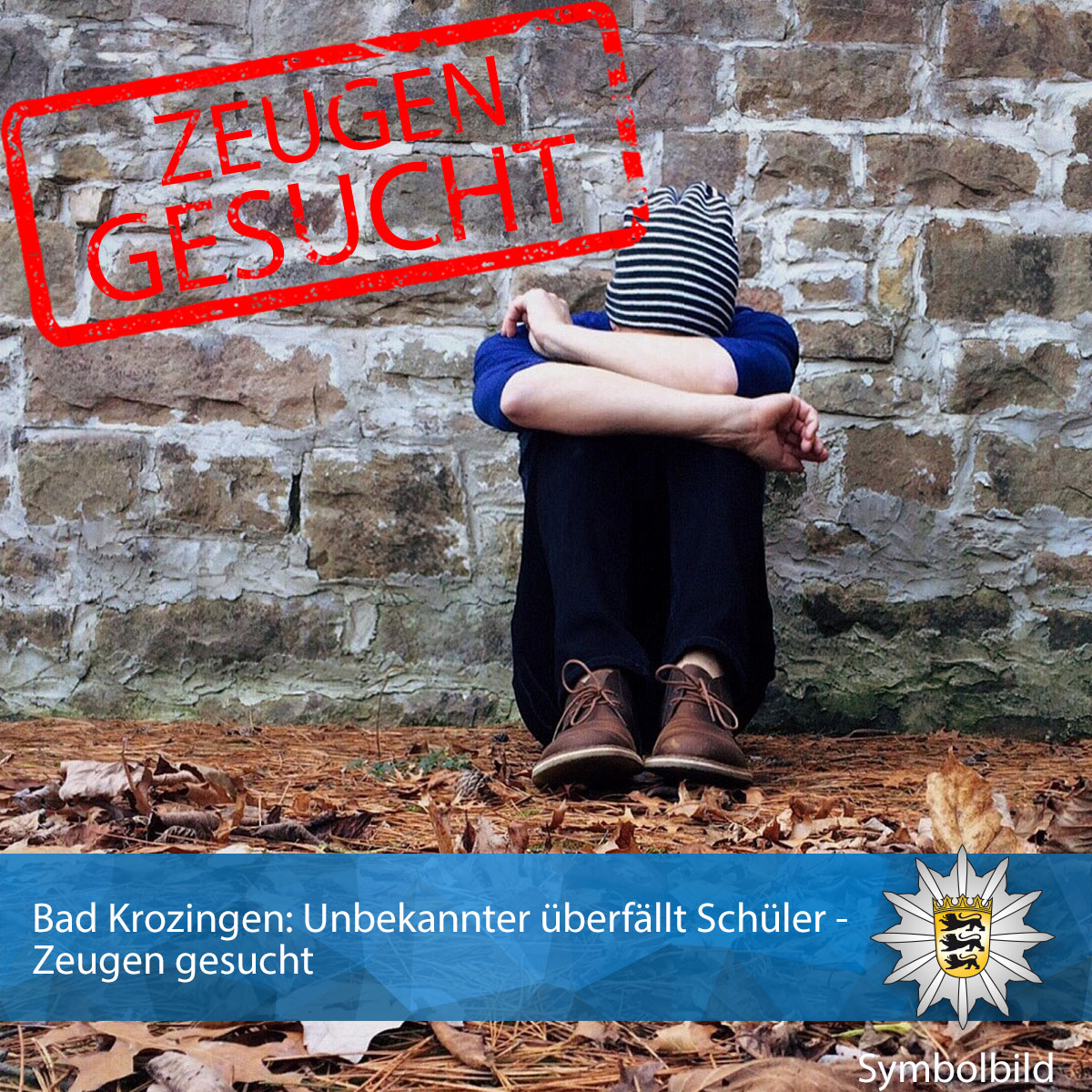 PolizeiFR's tweet photo. #Bad #Krozingen: Unbekannter überfällt Schüler - Zeugen gesucht

https://t.co/9bw1vWgZkX

#polizei https://t.co/GgEuVEjquy