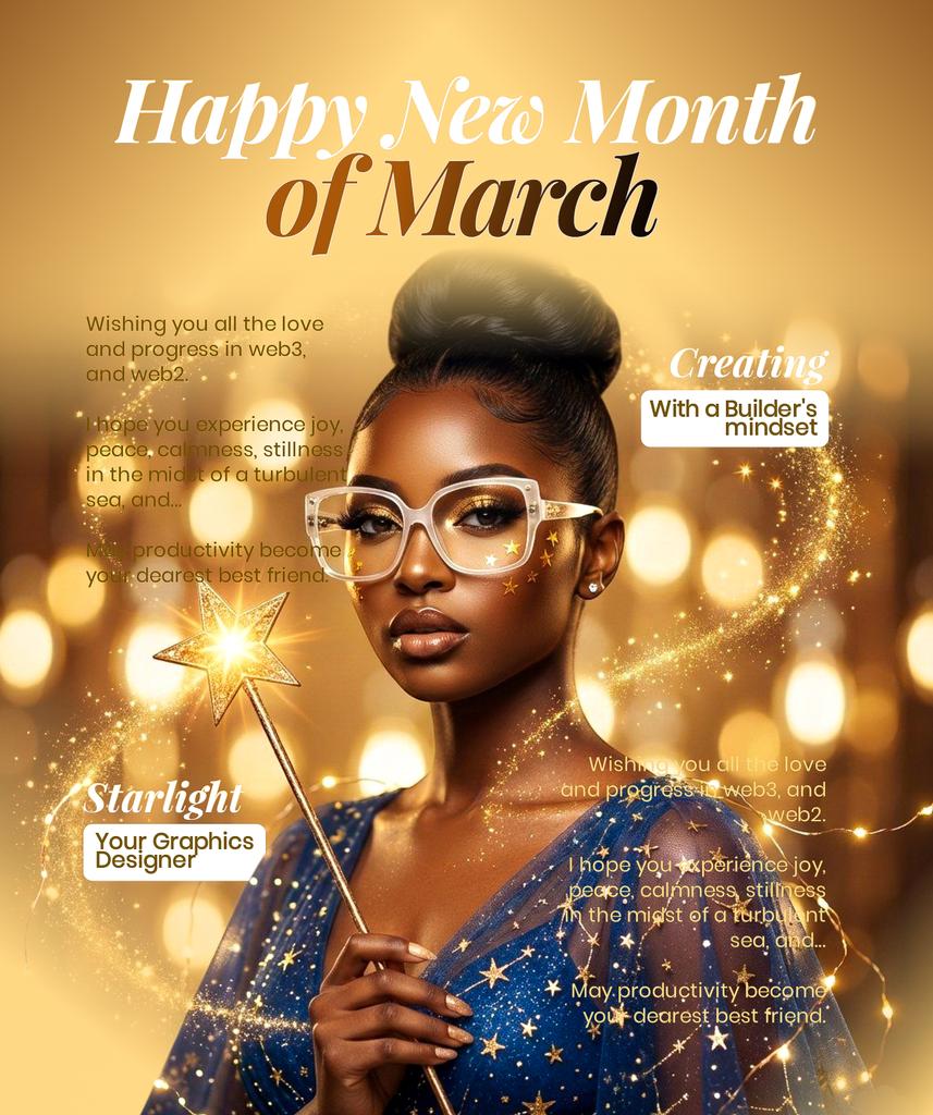 It was just a few days back... Yes!

On the 1st day of March, that I made a gold themed new month graphics, and shared it here.

However, a few amazing individuals came to me, asking if I generated this graphics with AI?

Omoh, my mouth flung open at first, but I think I know
