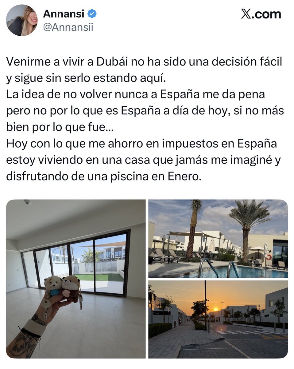 Me parece genial que gracias a no pagar impuestos en España puedas disfrutar de casoplón y piscina en Enero. Eso sí, si la cosa se pone fea y debes salir de allí, págatelo tú...