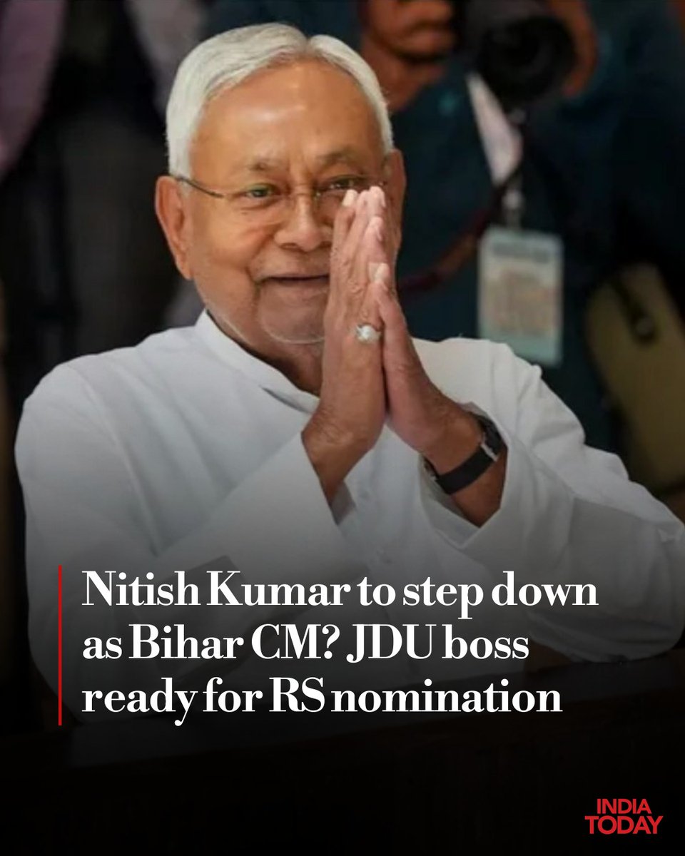 IndiaToday's tweet photo. A major political development could be on the horizon in #Bihar, with sources indicating that preparations are almost complete for Chief Minister #NitishKumar to be nominated to the Rajya Sabha, potentially triggering a reshuffle at the top.

According to party sources, nomination papers for Kumar’s Rajya Sabha bid have been prepared and are nearly ready, with only the Chief Minister’s signature pending. He is expected to file his nomination on March 5.

The development has set off intense activity within the Janata Dal (United). Sources said the party has completed all formalities required for Kumar’s nomination, signalling that the move is in its final stages.