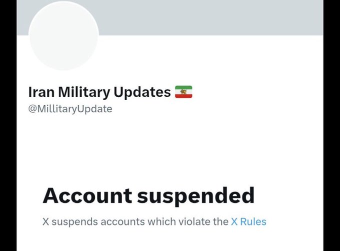 ÚLTIMA HORA: Las estúpidas cuentas de "Actualizaciones militares de Irán" están empezando a ser suspendidas una por una después de publicar videos falsos de IA de Israel siendo bombardeado.

X finalmente está limpiando la plataforma de estafadores falsos y bots.