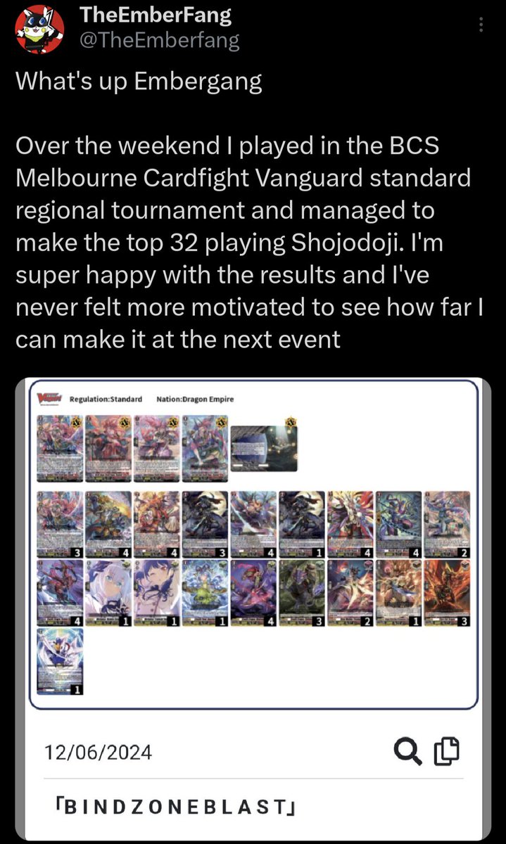 TheEmberfang's tweet photo. For me this top was a very significant one as I was quite eager to improve upon my top 32 finish last season. Though I am slightly sad at the fact that I only seem to top with Dragon empire 😅. I want to give my final shoutout to the melancholy of haruhi suzumiya as the night - https://t.co/QNbmQUvUYl