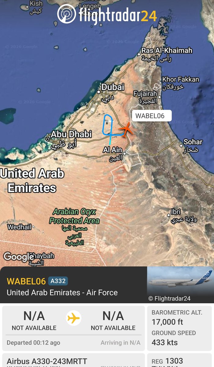 sipjack1776's tweet photo. UAE ๐ฆ๐ช
A330-243MRTT
#896C72/1303/WABEL06
Out of Al Ain.
@Borrowed7Time @stunorth69 https://t.co/xqfQHI1cxX