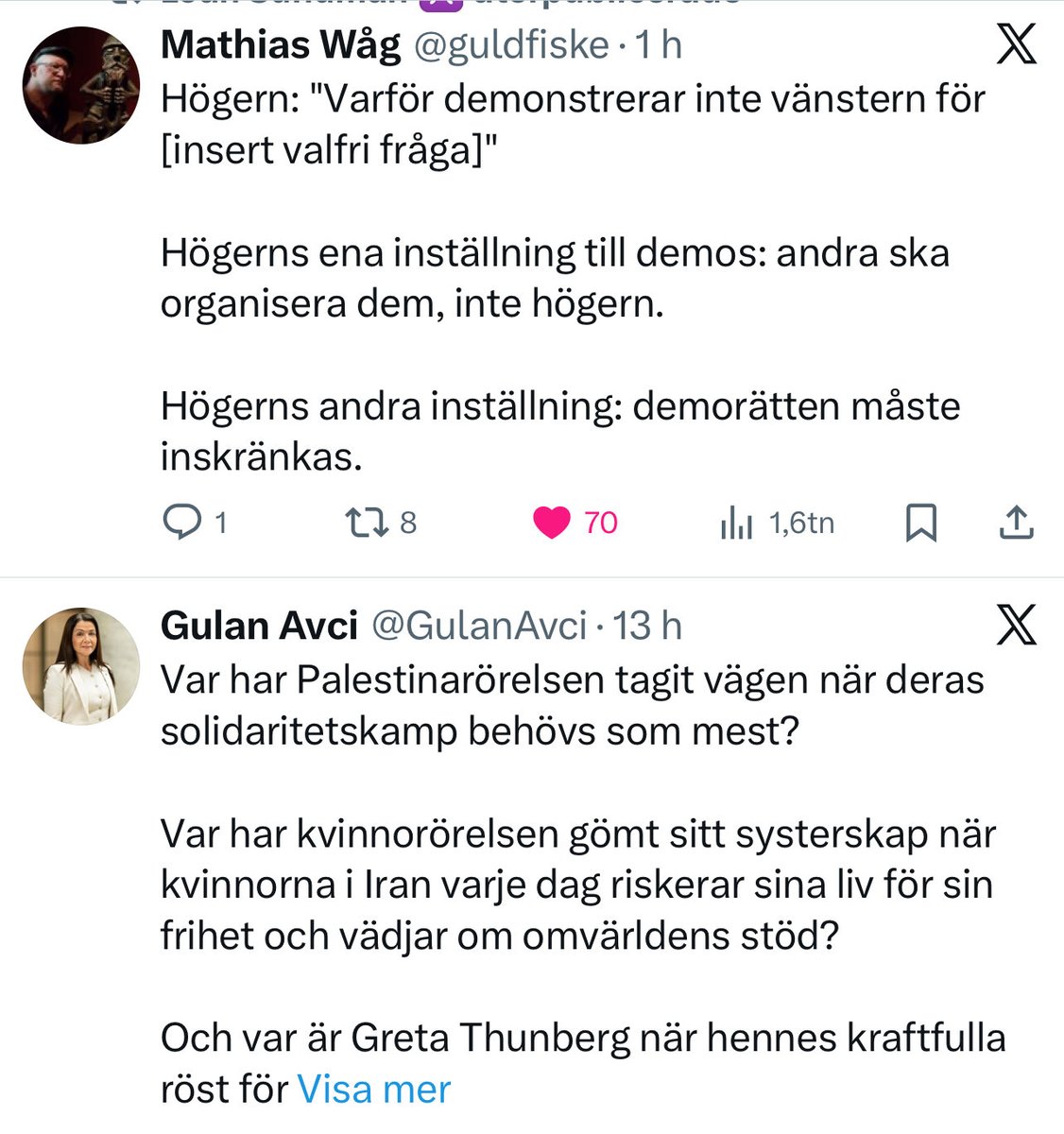 <a href="/guldfiske/">Mathias Wåg</a> <a href="/LoanSundman/">Loan Sundman ♓</a> De här inläggen kunde inte ha placerat sig bättre i mitt flöde….