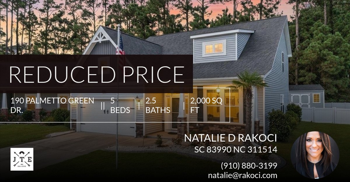 rakocind's tweet photo. 📍 Reduced Price 📍 This recently reduced home at 190 Palmetto Green Dr. in Longs won't last long, so, don't wait to set up a showing! Reach out here or at (910) 880-3199 for more information!

Who you hire, matters. https://t.co/SKYKp35xXI https://t.co/zniTFV3oMW