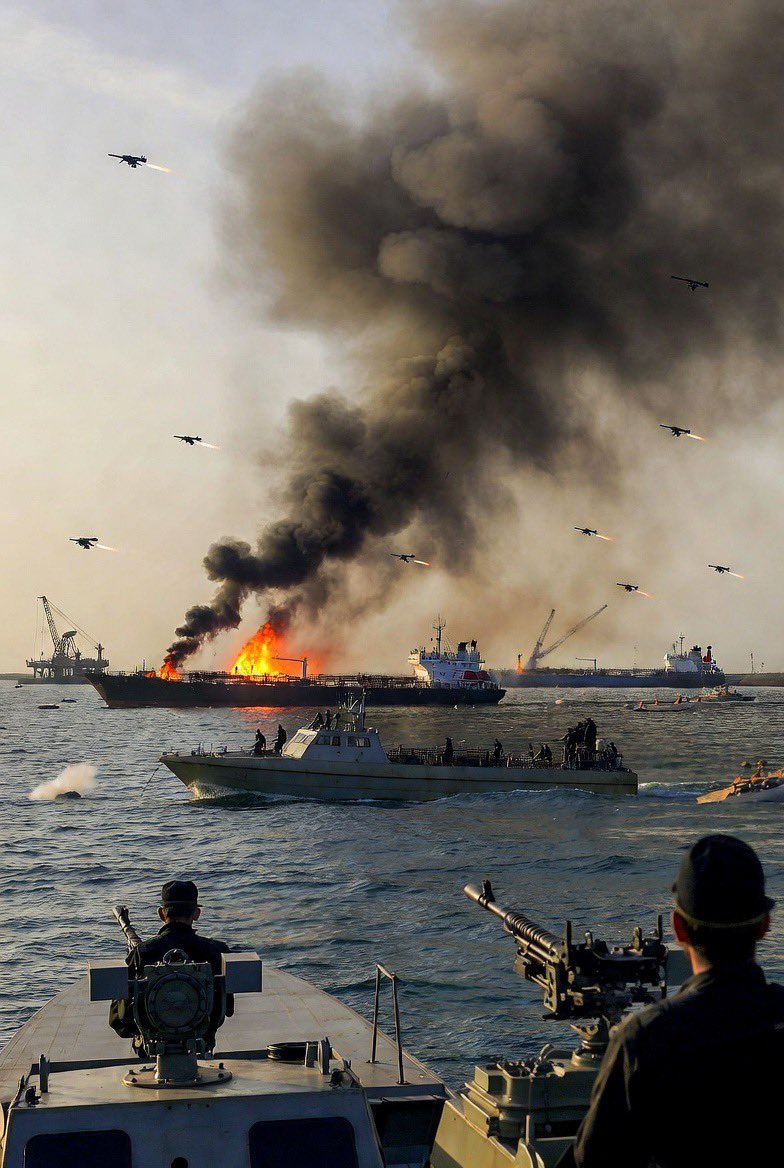 sahelbrut's tweet photo. 🚨🇮🇷 L’Iran prend le contrôle total du détroit d’Ormuz

Les Gardiens de la Révolution annoncent la destruction d’au moins 10 pétroliers et déclarent le détroit « fermé de facto », paralysant le trafic maritime stratégique et provoquant un choc pétrolier mondial. https://t.co/wozC6KxzaB