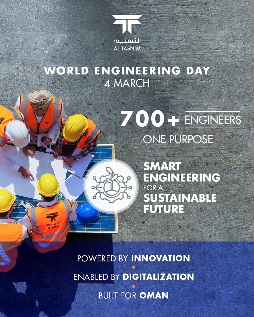altasnimgroupom's tweet image. On World Engineering Day, we celebrate 700+ engineers at Al Tasnim driving smart, sustainable solutions through innovation and digitalization.

Building projects — and a resilient future for Oman. 
#SmartEngineering #AlTasnim