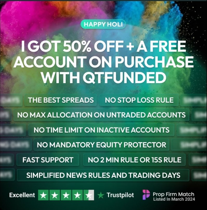 💙Let's celebrate Holi with this beautiful offer by <a href="/QtFunded/">QT | FUNDED</a> 
#QTFunded #HappyHoli😍💚