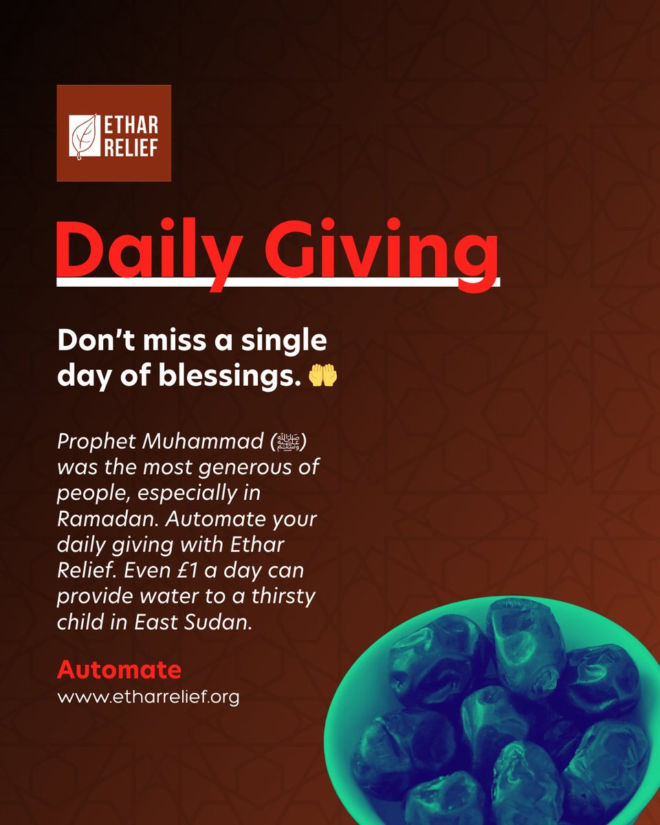 Set it and forget it, but let the rewards flow. 
etharrelief.org/?orgform=FUNRK…

#DailyGiving #RamadanGoodDeeds #Consistency #Sunnah