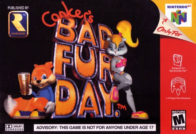 OnThisDayGaming's tweet photo. Conker's Bad Fur Day for N64 was released on this day in North America, 25 years ago (2001) https://t.co/Ov1rnN53jh