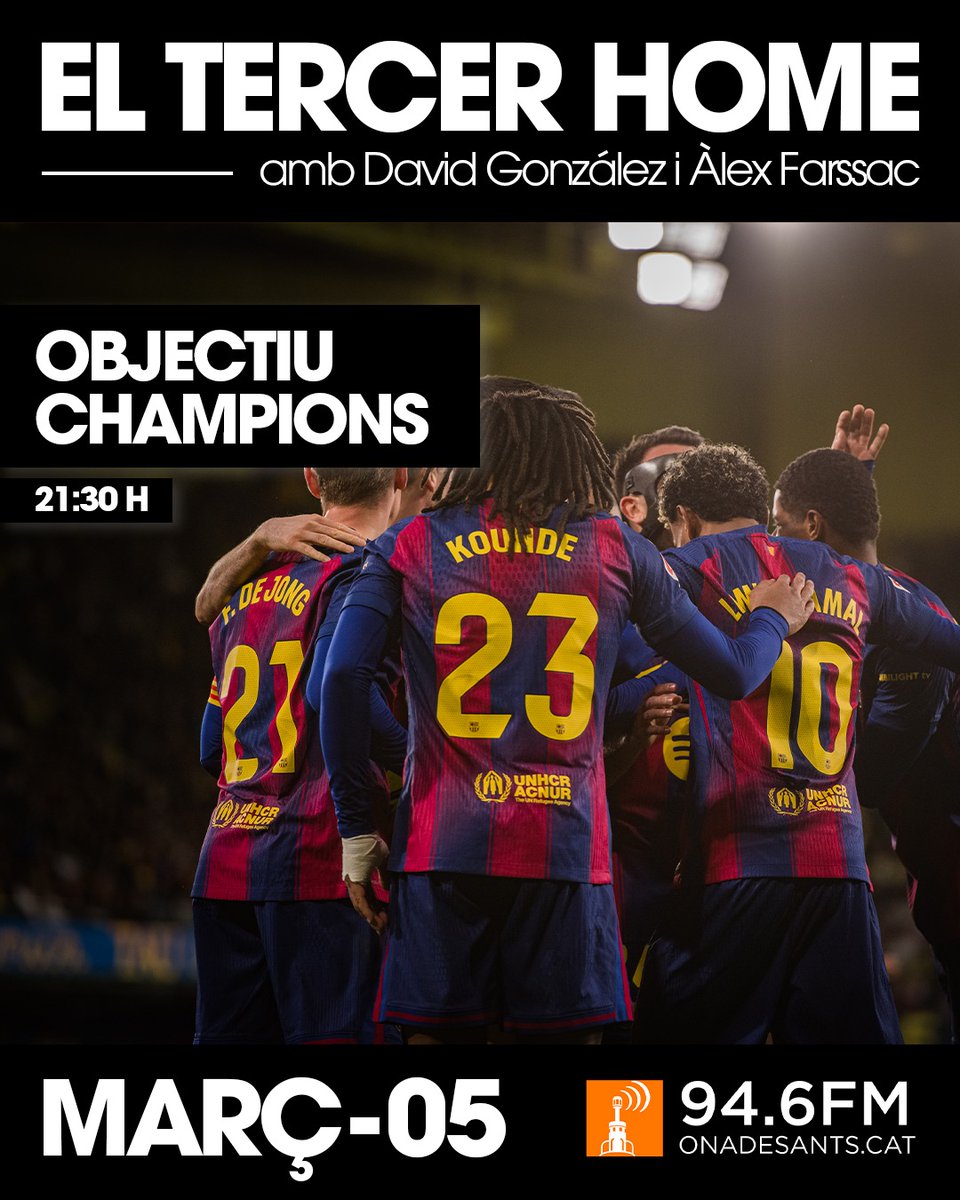 eltercerhome_'s tweet photo. 🎙️𝑻𝑶𝑹𝑵𝑨 𝑬𝑳 𝑻𝑬𝑹𝑪𝑬𝑹 𝑯𝑶𝑴𝑬 💙❤️‍🔥

🗓️ Dijous 5 de març a les 21:30h🔥

⚔️ Analitzem el Barça - Atlético
🎯 Objectiu Champions
🏆 La Lliga, al detall
💯 Els 100 partits de Flick

🔴 En directe a Twitch, YouTube i Ona de Sants!

👀 No us ho perdeu!

 #ElTercerHome #Barça https://t.co/JokzKeHCdA