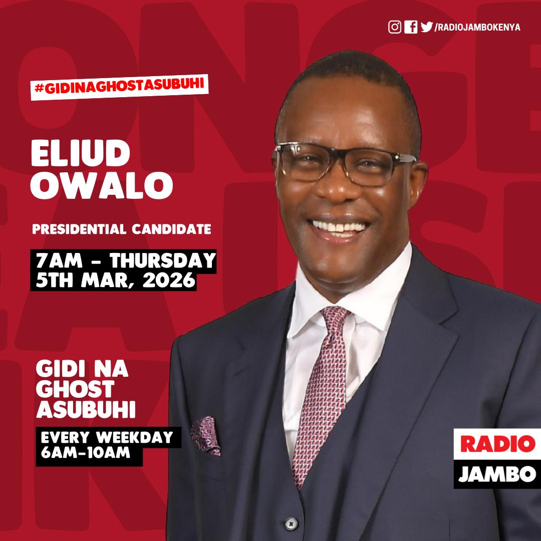 sadiqsaadke's tweet photo. Catch up with Presidential candidate @EliudOwalo on an intriguing conversation with Gidi and Ghost tomorrow (Thursday) morning on Radio Jambo. Usikose. https://t.co/kUXooXMbzE
