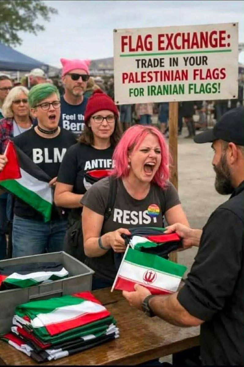 happaflapp's tweet photo. @AwakenedOutlaw Agreed. The left is in a tail spin caught in a windstorm. They go from one stupid position to something even more retarded. Like suddenly supporting Iran. https://t.co/ZnI5FajSRs