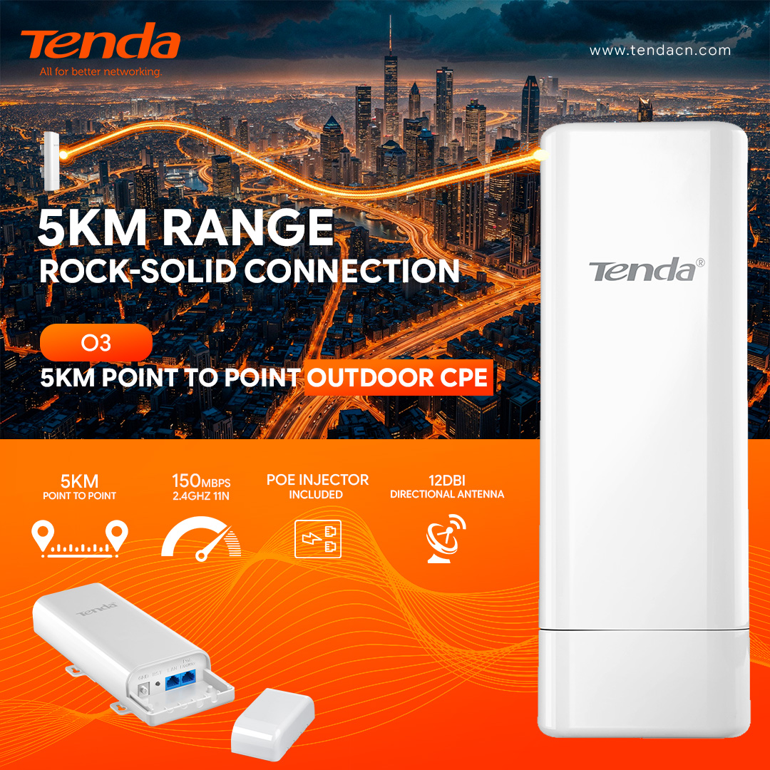 Long-distance connectivity made simple.

Up to 5KM transmission distance
2.4GHz 11n wireless speed up to 150Mbps
12dBi directional antenna for focused, stable signal
Auto-bridging technology – easy pair &amp; quick setup
Flexible deployment with included PoE injector (up to 60m)