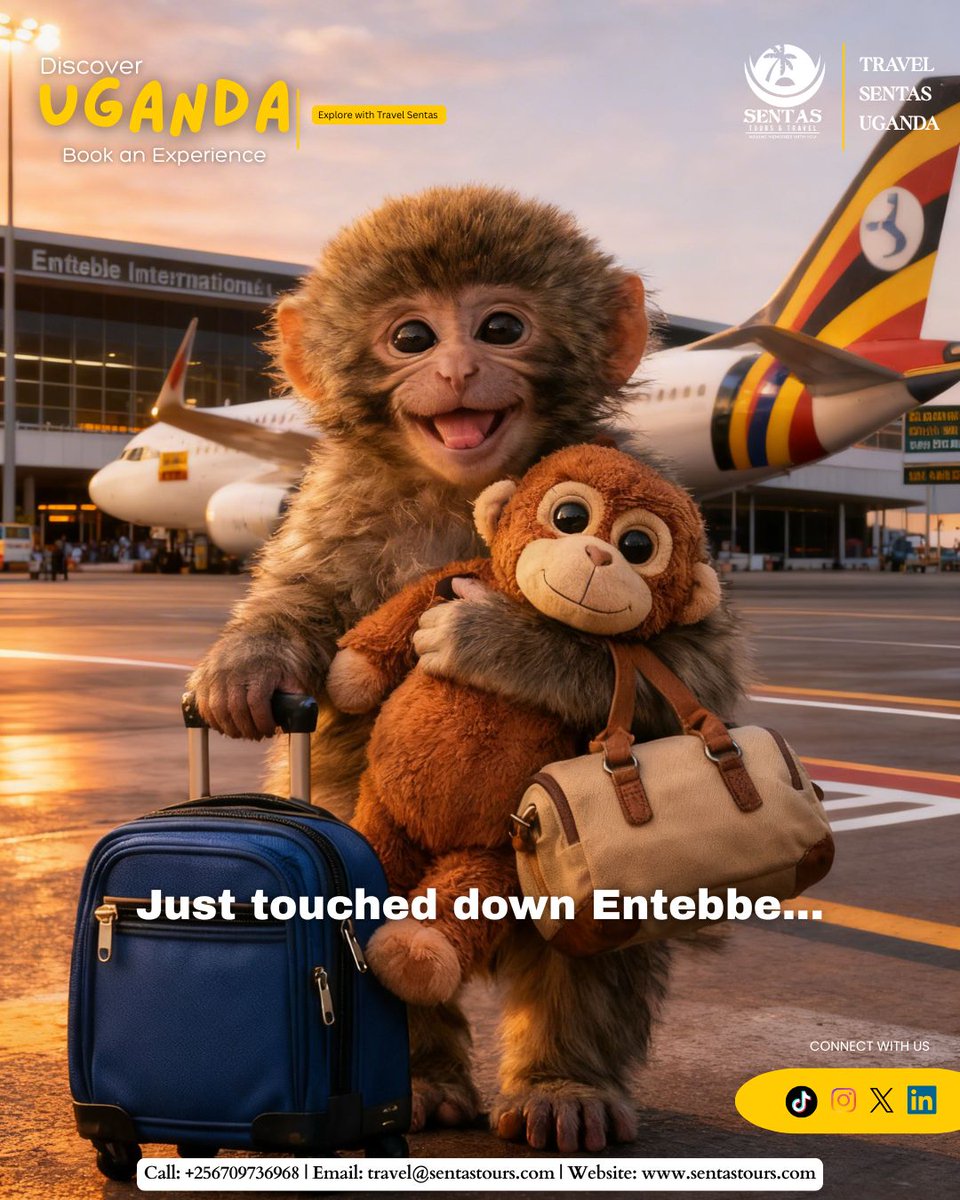 Touching down the Pearl of Africa ready for a Safari experience of a lifetime! 

Explore with Travel sentas Uganda.

📌 For Bookings Reach out to us:
Call +256709736968
Email travel@sentastours.com

#exploreuganda #travelsentasuganda #2026travel #africasafaris #puchinuganda