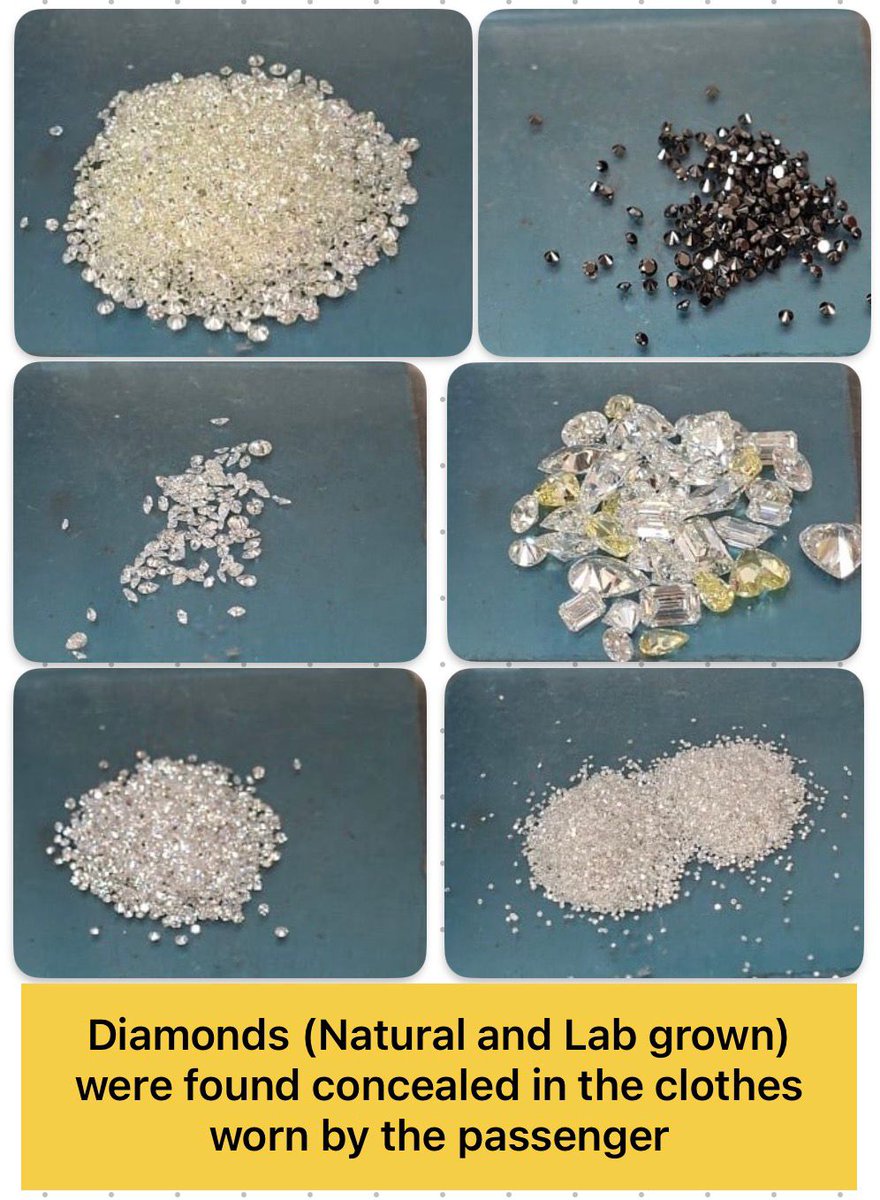 mumbaicus3's tweet photo. During the period from 24.02.2026 to 02.03.2026, officers of the Airport Commissionerate, Mumbai Customs Zone–III effected significant seizures. A total of 455 carats of natural and lab-grown diamonds valued at Rs.94,97,300/-, foreign and Indian currency equivalent to Rs.32,85,668/-, 21 Kt Gold Broken Jewellery having net weight 160.790 grams valued at Rs.21,51,473/- and 1203.69 carats of Cut & Polished Natural Emeralds, Rubies, Blue Sapphires, Amethyst, Prasiolite and Multi valued at Rs.15,16,127/-, 44.292 kgs of suspected NDPS (Hydroponic Weed) valued at approximately Rs. 44.292 crores in the illicit market and 299 grams of an NDPS substance purported to be methaqualone, having illicit market value of Rs.74,75,000/- were seized.