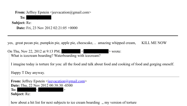 'how about a hit list for next subjects to ice cream boarding „ my version of torture'
