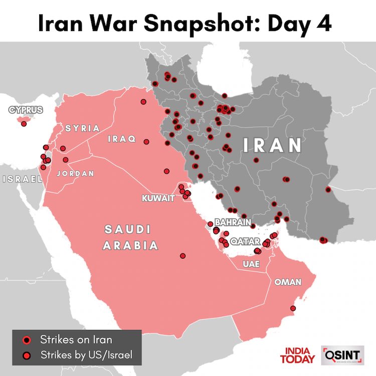4 Days, Trump’s War vs Iran
— Iran escalating, not collapsing 
— Middle East in chaos
— Americans flee en mass
— 3 US embassies hit
— Gulf states struck, unrest rising
— death toll in region = 1000+
EPIC Fury is normal failure of air power alone to topple regimes