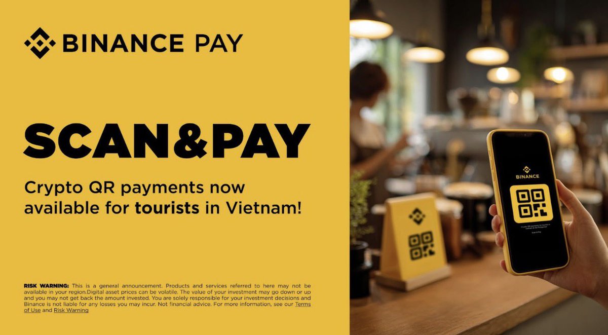 ChaudharyCrypto's tweet photo. Big move for real-world crypto adoption 👇

Binance Pay is now integrated with Vietnam’s major QR networks – VietQR and MoMo 🇻🇳

Now users can scan supported merchants’ QR codes and pay directly using their crypto balance — with zero translation fees for tourists.

💳 Flow is simple:
Binance App → Pay → Scan → Scan merchant QR → Enter amount → Choose crypto → Confirm.

✅ KYC required
✅ 2FA secured
✅ Instant processing

This is how crypto scales — by plugging into local payment rails and making it usable for everyday spending, not just trading or holding.

Vietnam just got a serious crypto utility upgrade 🚀