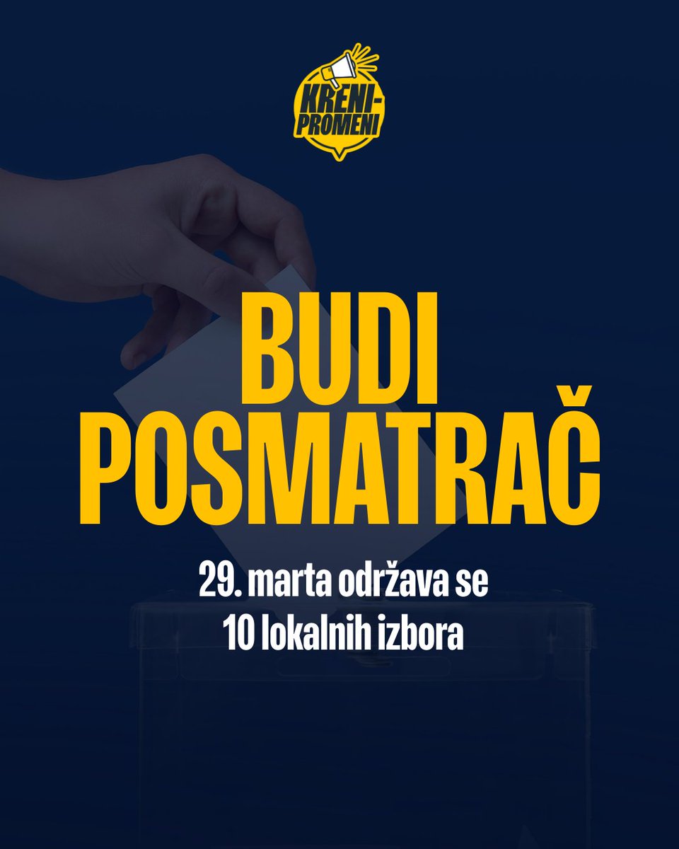 Prijavi se za posmatrača: forms.gle/BLKGN4GY3zKJ7x…

29. marta su izbori u Smederevskoj Palanci, Boru, Aranđelovcu, Kuli, Knjaževcu, Bajinoj Bašti, Kladovu, Majdanpeku, Lučanima i Sevojnu.

Ova mesta su nova linija borbe za poštene izbore.

Nepravilnosti se dešavaju tamo gde nema